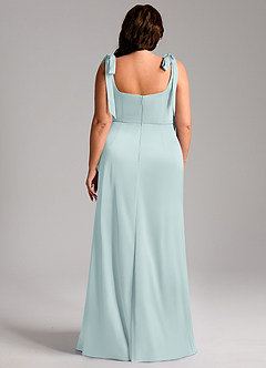 Azazie Frostine Bridesmaid Dresses Mist A-Line Bow Stretch Satin Dress image13