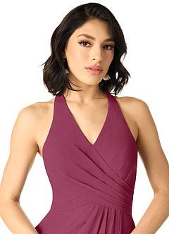 Azazie Danica Bridesmaid Dresses Mulberry A-Line Pleated Chiffon Dress image4