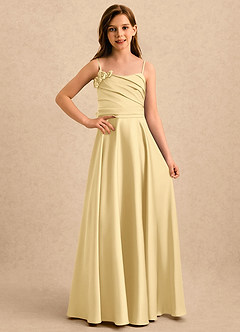 Azazie Gracie Girls Formal Flower Girl Dresses Butter A-Line Sweetheart Neckline Stretch Satin Dress image4