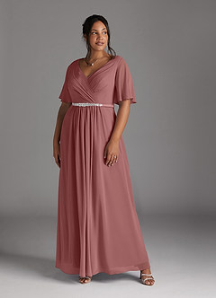 Azazie Tricia Mother of the Bride Dresses Desert Rose A-Line V-Neck Pleated Chiffon Dress image8