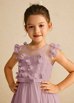Azazie Arlo Flower Girl Dresses Dusty Rose A-Line Bow Chiffon Dress image2