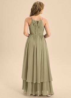 Azazie Elliora Junior A-Linie Plissee Chiffon Kleid Moosgrün image2