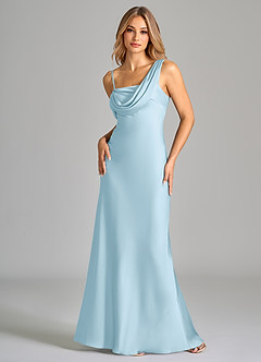 Azazie Celina Brautjungfernkleider Etui Schulterfrei Stretch-Satin Kleid Himmelblau image3