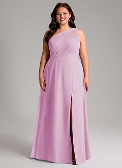 Azazie Phaedra Bridesmaid Dresses Candy Pink A-Line One Shoulder Chiffon Dress image7