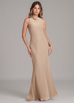 Azazie Allettie Bridesmaid Dresses Taupe Mermaid Chiffon Dress image6