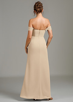 Azazie Jalice At-home Try On Dresses Champagne Mermaid Off the Shoulder Chiffon Dress image5