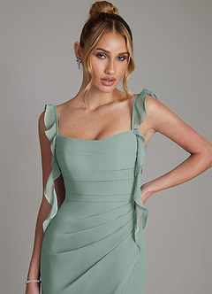 Azazie Jessamine Brautjungfernkleider Meerjungfrau-Linie Korsett Chiffon Kleid Silberner Salbei image3