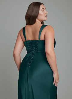 Azazie Agustina Brautjungfernkleider Meerjungfrau-Linie Korsett Stretch-Satin Kleid Kiefer image13