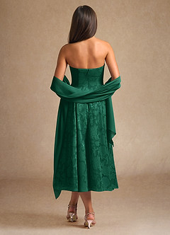 Azazie Lorain Mother of the Bride Dresses Emerald A-Line Pleated Floral Burnout Dress image3