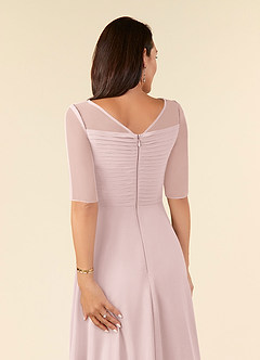 Azazie Naomi Mother of the Bride Dresses Blushing Pink A-Line Boatneck Pleated Chiffon Dress image6