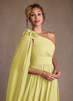 Azazie Lancaster Kleider für die Brautmutter A-Linie One-Shoulder Chiffon Kleid Zitronensorbet image4