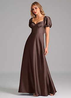 Azazie Fatima Bridesmaid Dresses Ganache A-Line Sweetheart Neckline Stretch Satin Dress image4