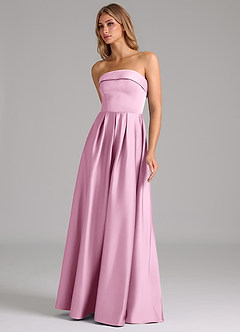 Azazie Lucienne Bridesmaid Dresses Candy Pink A-Line Strapless Stretch Satin Convertible Dress image6