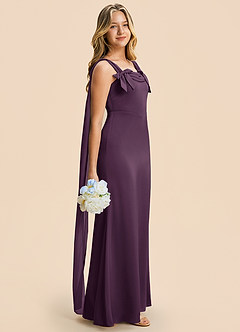 Azazie Chelsea Junior Plum Sheath Pleated Stretch Satin Dress image1
