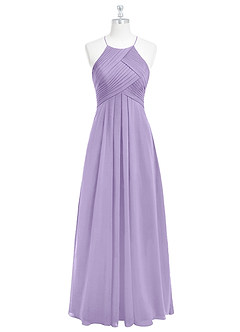 Azazie Ginger Bridesmaid Dresses Lilac A-Line Halter Pleated Chiffon Dress image6