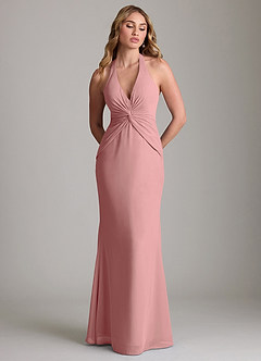 Azazie Valerie Bridesmaid Dresses Dusty Rose Mermaid Pleated Chiffon Dress image3