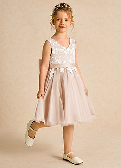 Azazie Butterfly Flower Girl Dresses English Rose A-Line Lace Dress image3