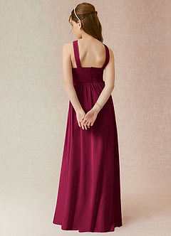Azazie Jiya Junior Burgundy A-Line Pleated Chiffon Dress image2