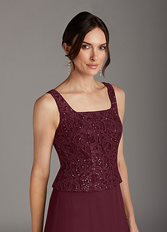 Azazie Cornelia Mother of the Bride Dresses Cabernet Sheath Square Neckline Sequins Chiffon Dress image11