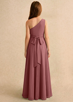 Azazie Puddles Girls Formal Robe Demoiselle D'honneur Fillette Robe Trapèze en Mousseline de soie Une épaule Améthyste image2