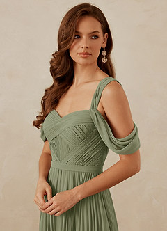 Christian Siriano Bridal for Azazie 1013 Bridesmaid Dresses Pistachio A-Line Off the Shoulder Chiffon Dress image2
