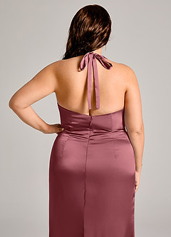 Azazie Valerie Bridesmaid Dresses Desert Rose Mermaid Pleated Stretch Satin Dress image2