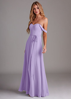 Azazie Aaron Bridesmaid Dresses Lilac A-Line Off the Shoulder Chiffon Convertible Dress image5