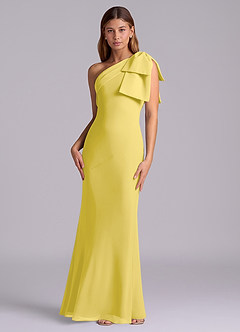 Azazie Yuanna Bridesmaid Dresses Canary Mermaid One Shoulder Chiffon Dress image4