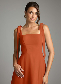 Azazie Debra Bridesmaid Dresses Burnt Orange A-Line with Pockets Chiffon Convertible Dress image2