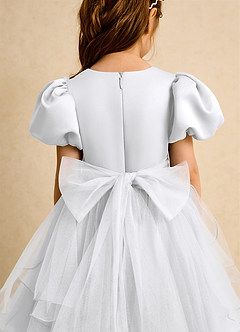 Azazie Cocoa Abiti da Ragazza di Fiori Abito Principessa in Tulle Plissettato Bianco image7