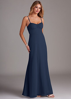 Azazie Breonna Final Sale Dark Navy A-Line Sweetheart Neckline Chiffon Dress image4