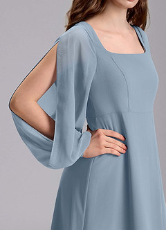 Azazie Bondi Junior Jurk van Chiffon met A-Lijn Blouson Stoffig Blauw image8