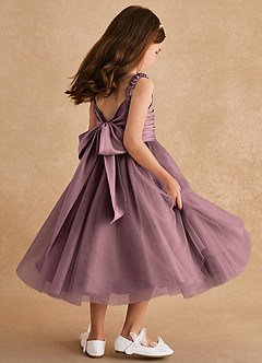 Azazie Gabbie Flower Girl Dresses Vintage Mauve A-Line Pleated Matte Satin Dress image4