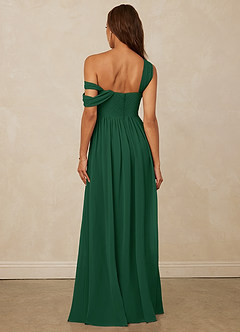 Christian Siriano Bridal for Azazie 1014 Bridesmaid Dresses Dark Green A-Line Off the Shoulder Chiffon Dress image3