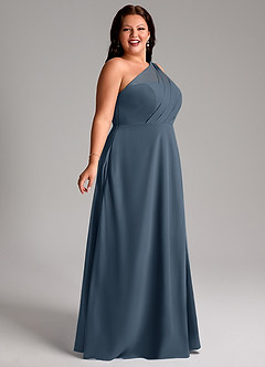 Azazie Phaedra Bridesmaid Dresses Neptune A-Line One Shoulder Chiffon Dress image9