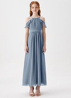 Azazie Chaya Junior Twilight A-Line Off the Shoulder Chiffon Dress image3