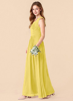 Azazie Skyla Junior Canary A-Line Pleated Chiffon Dress image6