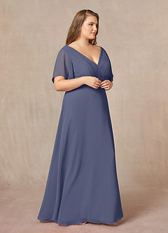 Azazie Alessa Mother of the Bride Dresses Stormy A-Line V-Neck Pleated Chiffon Dress image10