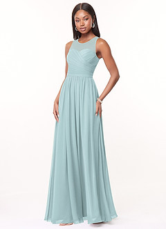Azazie Nina Bridesmaid Dresses Mist A-Line Pleated Chiffon Dress image4