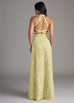 Azazie Clarice Bridesmaid Dresses Lemon Sorbet A-Line Side Slit Floral Burnout Dress image2