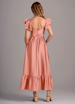 Azazie Anaya Robes de demoiselle d'honneur Robe Trapèze Convertible en Satin extensible Encolure en Forme de Cœur Corail image2