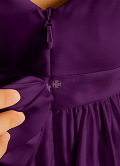 Azazie Violeta vestidos de niña de las flores Vestido de Uva de Satin Mate de Princesa con Lazo image3