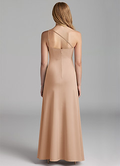 Azazie Mika Junior English Rose A-Line Pleated Stretch Satin Dress image2