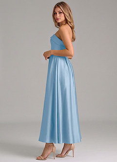 Azazie Lucienne Brudepigekjoler En streg Plisseret Stræk satin Ankel-længde Kjole image3