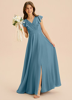 Azazie Anysa Junior Bermuda A-Line Ruched Chiffon Dress image3