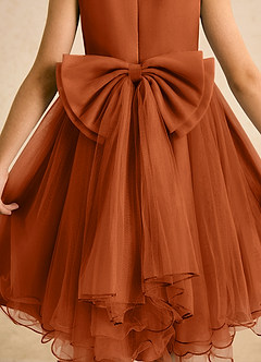 Azazie Lass Flower Girl Dresses Burnt Orange A-Line Bow Tulle Dress image6
