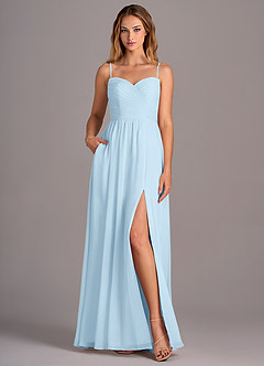 Azazie Joni Bridesmaid Dresses Sky Blue A-Line Strapless Chiffon Convertible Dress image4