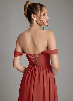 Azazie Caterina Abiti da Damigella Abito A-Line in Chiffon Corsetto Terracotta image7