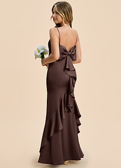 Azazie Lioren Junior Ganache Sheath Bow Stretch Satin Dress image4