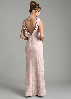 Azazie Kieryn Bridesmaid Dresses Blushing Pink Mermaid Pleated Floral Burnout Dress image12